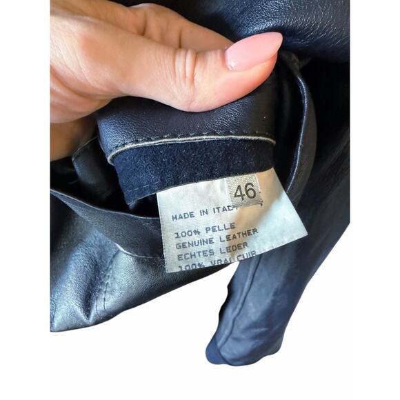 Bally Reversible Blue Suede Leather Bomber Jacket Vintage Sz 46 - Picture 11 of 16